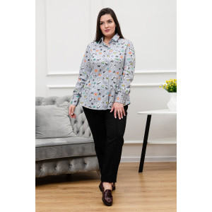 Блузка женская БЛ-10-402 поликоттон (р-ры: 42-52) бульдоги на сером