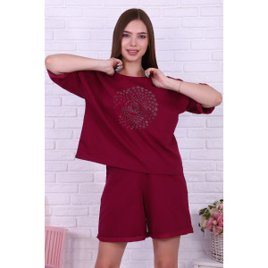 Костюм двойка женский №56612 футер 2-х нитка (р-ры: 46-56) бордо