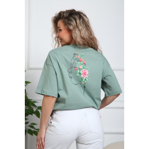 Футболка женская №20526 кулирка (р-ры: 44-54) оливковый