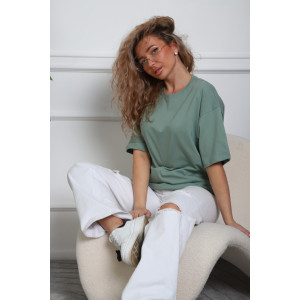 Футболка женская №20526 кулирка (р-ры: 44-54) оливковый