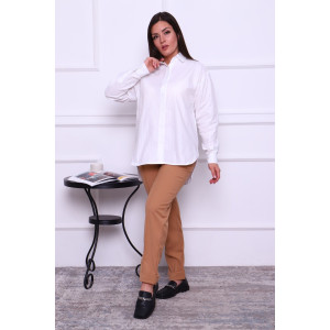 Рубашка женская №02-001-22 LenaLineN поплин (р-ры: 42-56) белый