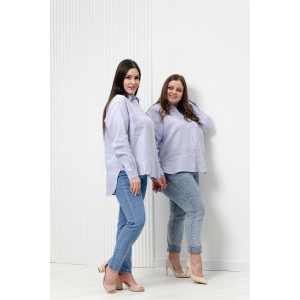 Рубашка женская №02-001-22 LenaLineN поплин (р-ры: 42-56) лиловый