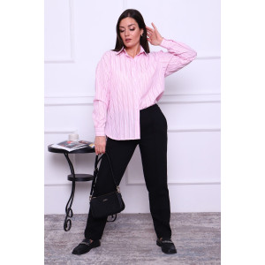 Рубашка женская №02-001-22 LenaLineN поплин (р-ры: 42-56) полоса розовая