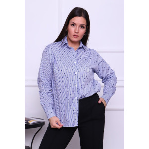Рубашка женская №02-001-22 LenaLineN поплин (р-ры: 42-56) синяя полоска-зонтик
