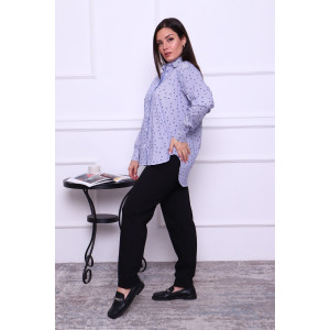 Рубашка женская №02-001-22 LenaLineN поплин (р-ры: 42-56) синяя полоска-зонтик