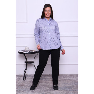 Рубашка женская №02-001-22 LenaLineN поплин (р-ры: 42-56) синяя полоска-зонтик