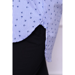 Рубашка женская №02-001-22 LenaLineN поплин (р-ры: 42-56) синяя полоска-зонтик