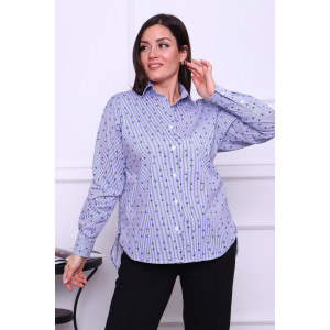 Рубашка женская №02-001-22 LenaLineN поплин (р-ры: 42-56) синяя полоска-зонтик