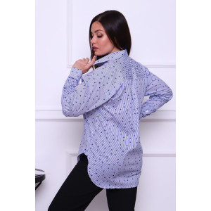 Рубашка женская №02-001-22 LenaLineN поплин (р-ры: 42-56) синяя полоска-зонтик