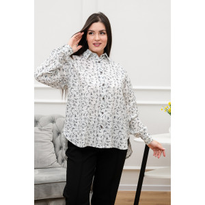Рубашка женская №02-001-22 LenaLineN поплин (р-ры: 42-56) белый-серый