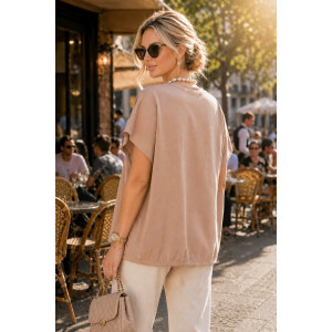 Футболка женская №260 "City Glam" хлопок стрейч (р-ры: 46-56) бежевый