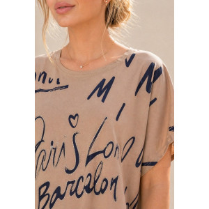 Футболка женская №260 "City Glam" хлопок стрейч (р-ры: 46-56) бежевый