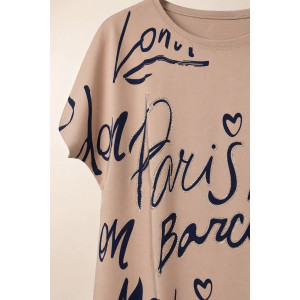 Футболка женская №260 "City Glam" хлопок стрейч (р-ры: 46-56) бежевый