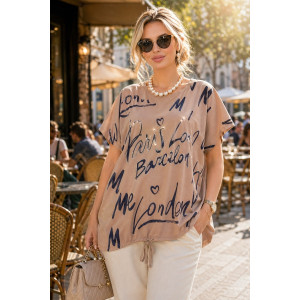 Футболка женская №260 "City Glam" хлопок стрейч (р-ры: 46-56) бежевый