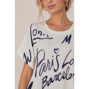 Футболка женская №260 "City Glam" хлопок стрейч (р-ры: 46-56) белый