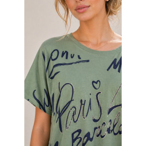 Футболка женская №260 "City Glam" хлопок стрейч (р-ры: 46-56) бирюзовый