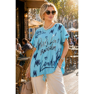 Футболка женская №260 "City Glam" хлопок стрейч (р-ры: 46-56) голубой