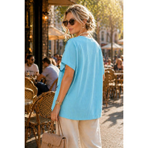 Футболка женская №260 "City Glam" хлопок стрейч (р-ры: 46-56) голубой