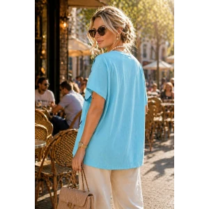 Футболка женская №260 "City Glam" хлопок стрейч (р-ры: 46-56) голубой Футболка женская №260 "City Glam" хлопок стрейч (р-ры: 46-56) голубой