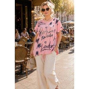 Футболка женская №260 "City Glam" хлопок стрейч (р-ры: 46-56) розовый