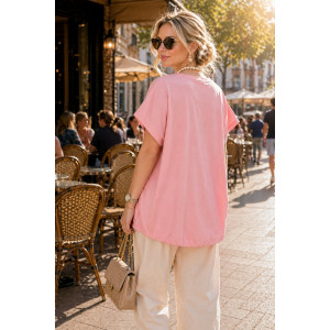 Футболка женская №260 "City Glam" хлопок стрейч (р-ры: 46-56) розовый