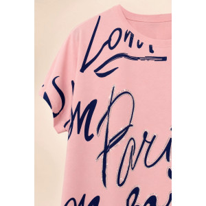 Футболка женская №260 "City Glam" хлопок стрейч (р-ры: 46-56) розовый