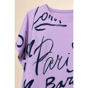 Футболка женская №260 "City Glam" хлопок стрейч (р-ры: 46-56) сиреневый