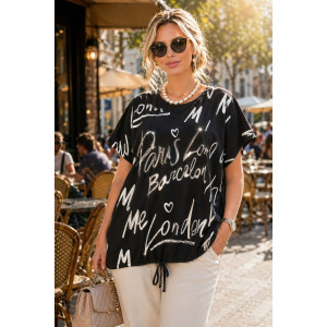 Футболка женская №260 "City Glam" хлопок стрейч (р-ры: 46-56) черный