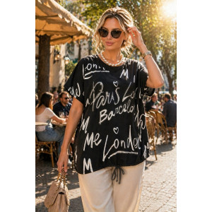 Футболка женская №260 "City Glam" хлопок стрейч (р-ры: 46-56) черный