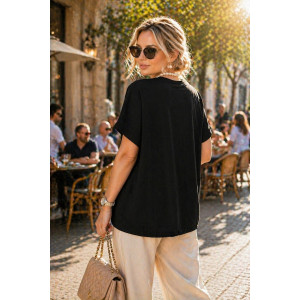 Футболка женская №260 "City Glam" хлопок стрейч (р-ры: 46-56) черный