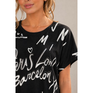 Футболка женская №260 "City Glam" хлопок стрейч (р-ры: 46-56) черный