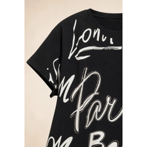 Футболка женская №260 "City Glam" хлопок стрейч (р-ры: 46-56) черный