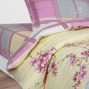 Постельное белье поплин "Утренний сад" (последний размер) 2-сп.евр