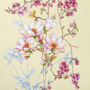 Постельное белье поплин "Утренний сад" (последний размер) 2-сп.евр