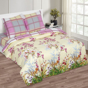 Постельное белье поплин "Утренний сад" (последний размер) 2-сп.евр