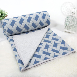 Одеяло-покрывало стеганое хлопок "Домино" синий (последний размер) 150х200