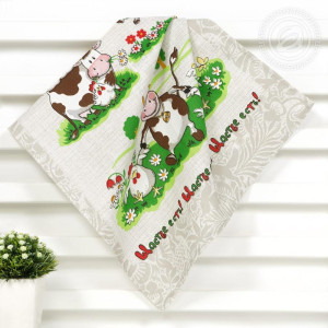 Набор кухонный из 3-х полотенец рогожка "Счастье есть" (последний размер) 45х60