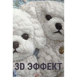 Наволочка-чехол декоративная велюр 3D на молнии "Два щенка"