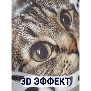 Наволочка-чехол декоративная велюр 3D на молнии "Кот-горох"