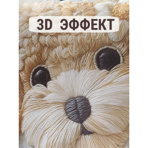 Наволочка-чехол декоративная велюр 3D на молнии "Собака с ромашкой"