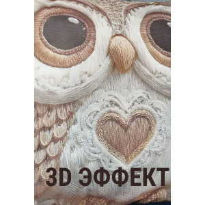 Наволочка-чехол декоративная велюр 3D на молнии "Сова"