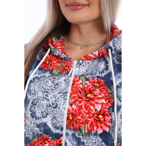 Толстовка женская s678 кулирка (р-ры: 54-76) красный-синий