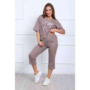 Костюм двойка женский №627 кулирка (р-ры: 48-60) бежевый Костюм двойка женский №627 кулирка (р-ры: 48-60) бежевый