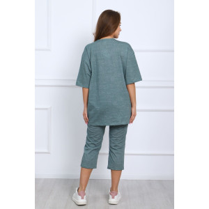 Костюм двойка женский №627 кулирка (р-ры: 48-60) зеленый Костюм двойка женский №627 кулирка (р-ры: 48-60) зеленый