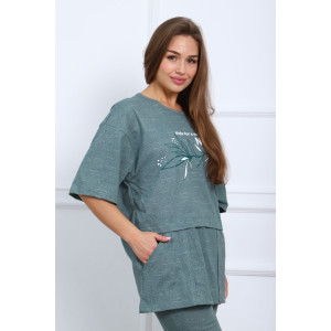 Костюм двойка женский №627 кулирка (р-ры: 48-60) зеленый Костюм двойка женский №627 кулирка (р-ры: 48-60) зеленый