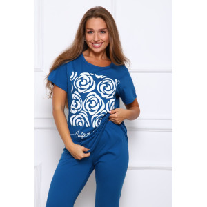 Костюм двойка женский №632 кулирка (р-ры: 50-60) джинсовый Костюм двойка женский №632 кулирка (р-ры: 50-60) джинсовый