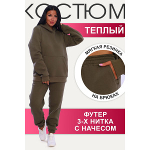 Костюм двойка женский №65036 футер 3-х нитка с начесом (последний размер) хаки 46,52 Костюм двойка женский №65036 футер 3-х нитка с начесом (последний размер) хаки 46,52