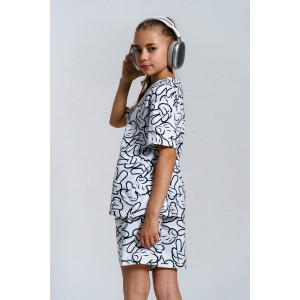 Костюм двойка детский 990Д кулирка с лайкрой пенье (р-ры: 28-44) белый микки Костюм двойка детский 990Д кулирка с лайкрой пенье (р-ры: 28-44) белый микки