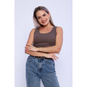 Майка женская WМЖ0030 кашкорсе (р-ры: XS-XXL) кофейный Майка женская WМЖ0030 кашкорсе (р-ры: XS-XXL) кофейный