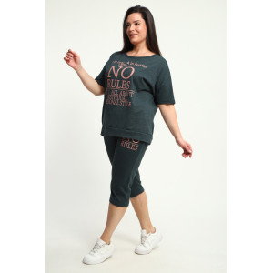 Костюм двойка женский КБЖЖ0142А кулирка (р-ры: L-7XL) изумрудный Костюм двойка женский КБЖЖ0142А кулирка (р-ры: L-7XL) изумрудный